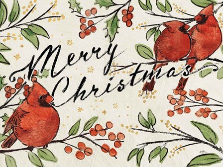 Christmas Lovebirds VIII Crop by Janelle Penner art print