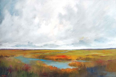 Sunset Over The Marsh by Victoria Jackson art print