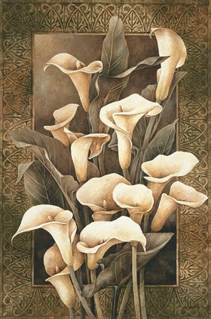 Golden Calla Lilies by Linda Thompson art print