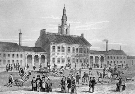 Engraving Of Independence Hall In Philadelphia 1776 by Vintage Images art print