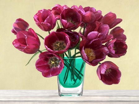 Red Tulips in a Glass Vase by Andrea Antinori art print