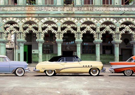 Cars parked in Havana, Cuba by Pangea Images art print