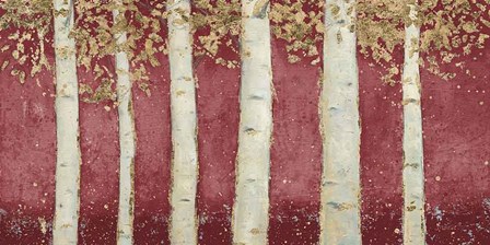 Magnificent Birch Grove Burgundy Crop by James Wiens art print