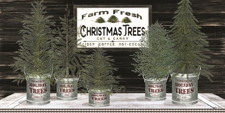 Galvanized Pots Christmas Trees II by Cindy Jacobs art print