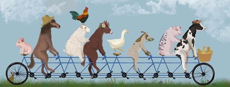Tandem Farm Animals by Fab Funky art print