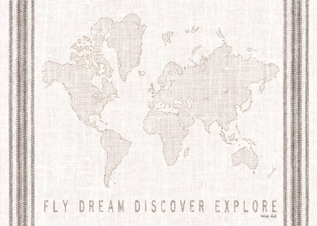 Fly, Dream, Discover, Explore Map by Cindy Jacobs art print