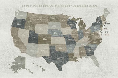 Slate US Map by Sue Schlabach art print