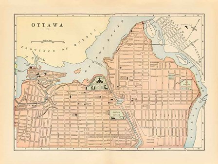Map of Ottawa by Wild Apple Portfolio art print