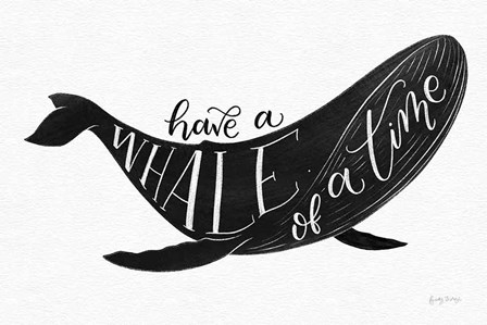 Whale of a Time BW by Becky Thorns art print