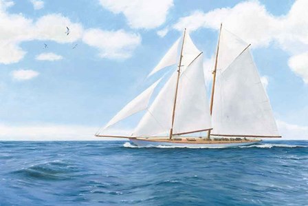 Majestic Sailboat White Sails by James Wiens art print