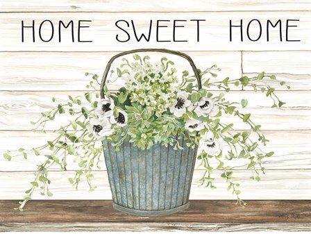 Home Sweet Home Galvanized Bucket by Cindy Jacobs art print