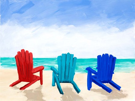 Beach Chair Trio by Julie DeRice art print