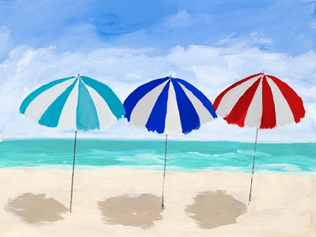 Beach Umbrella Trio by Julie DeRice art print