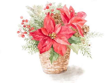 Red Poinsettia Basket by Lanie Loreth art print