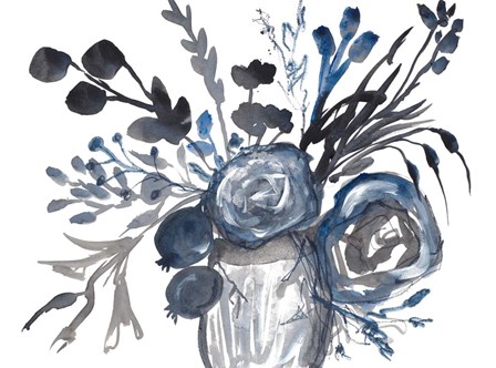 Blue Roses in Grey Vase by Robin Maria art print