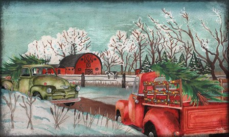 Winter Time on the Farm with Lights by Elizabeth Medley art print