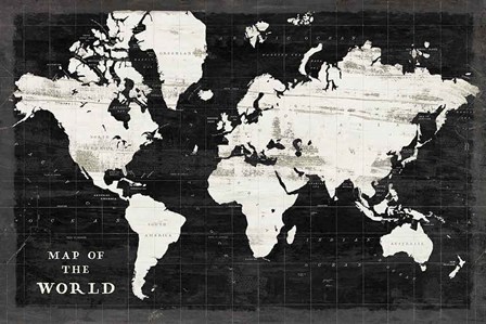 World Map Black by Sue Schlabach art print