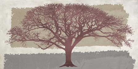 Burgundy Tree on abstract background by Alessio Aprile art print