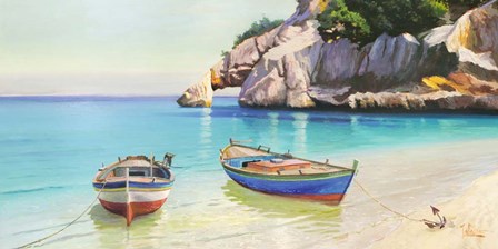 Barche Nella caletta, Sardegna (detail) by Adriano Galasso art print