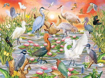 Elegant Water Birds by Rosiland Solomon art print