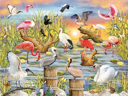 Fabulous Water Birds by Rosiland Solomon art print