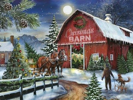 The Christmas Barn by Tom Wood art print