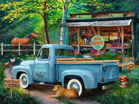 Woody&#39;s Farm Stand by Tom Wood art print