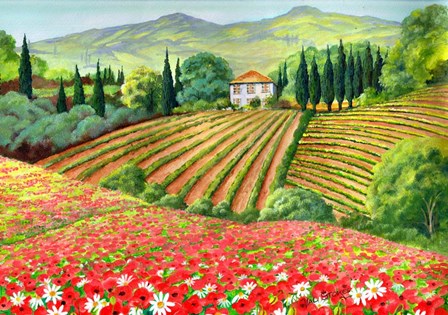 Tuscany Terrain by Val Stokes art print