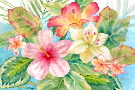 Tropical Island Florals landscape by Cynthia Coulter art print