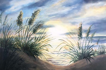 Coastal Sunrise Oil Painting landscape by Tre Sorelle Studios art print