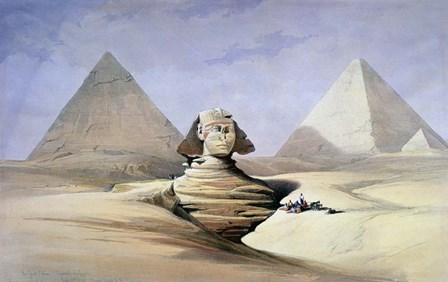 The Great Sphinx and Pyramids at Giza, 1838-1839 by David Roberts art print