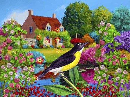 Spring Bird And Flowers by Ata Alishahi art print