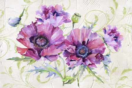 Romantic Purple Poppies by Jean Plout art print