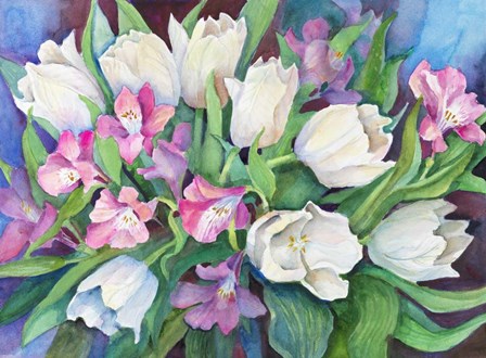 Alstroemeria and Tulips by Joanne Porter art print
