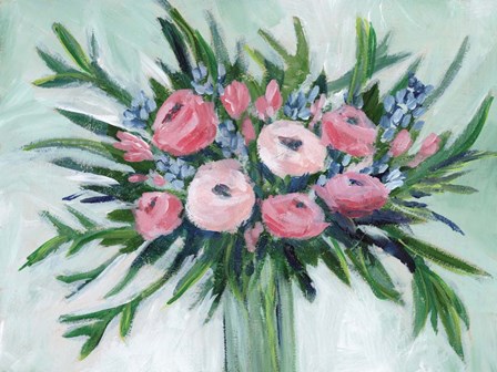 Pink Rosette Bouquet II by Regina Moore art print