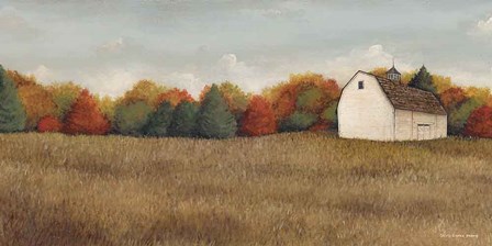 White Barn in Field Neutral by David Carter Brown art print