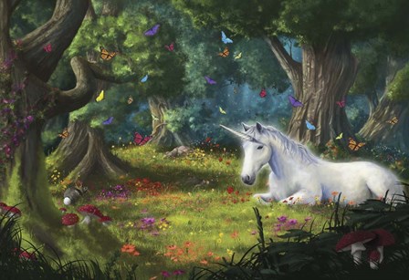 Unicorn Fantasy Forest by Nick Kratz art print