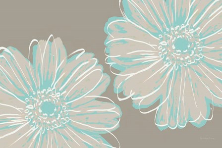 Flower Pop Sketch II-Blue and Taupe by Marie-Elaine Cusson art print