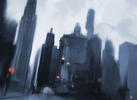 Foggy Evening in the City by Dan Meneely art print