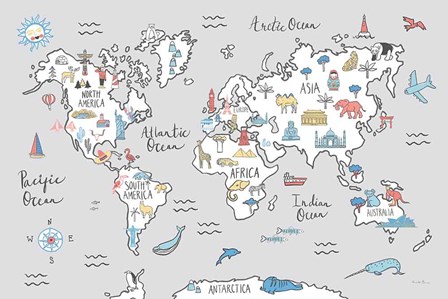 World Map Pastel by Farida Zaman art print
