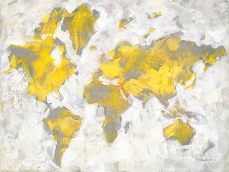 World Map Yellow Gray by Danhui Nai art print