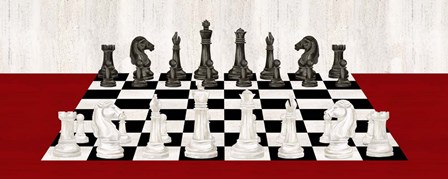 Rather be Playing Chess Board Panel Red by Tara Reed art print