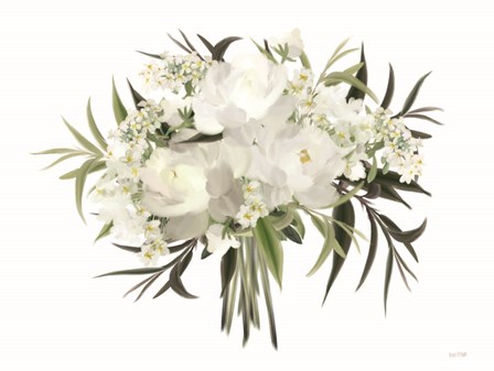 White Boho Bouquet by House Fenway art print