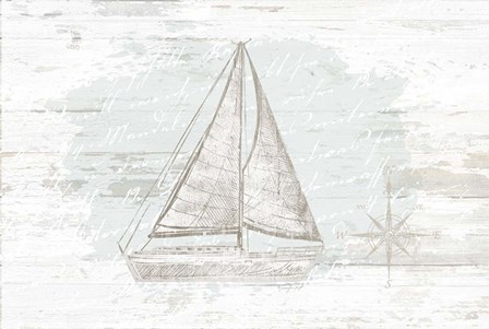 Calming Coastal Sailboat by Jennifer Pugh art print