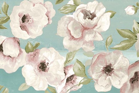Blush Flowers on Teal by Patricia Pinto art print