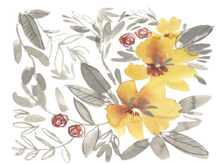 Golden Flower Composition II by Jennifer Goldberger art print