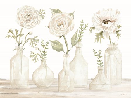 Bottles and Flowers II by Cindy Jacobs art print