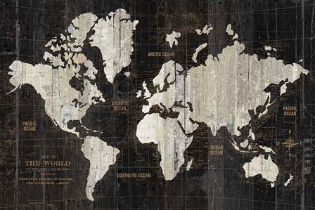 Old World Map Black by Wild Apple Portfolio art print