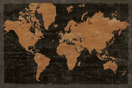 Map of the World Industrial No Words by Sue Schlabach art print