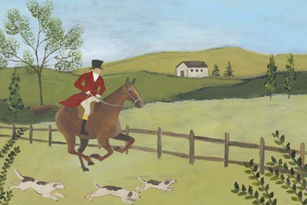 Folk Art Fox Hunt III by Regina Moore art print
